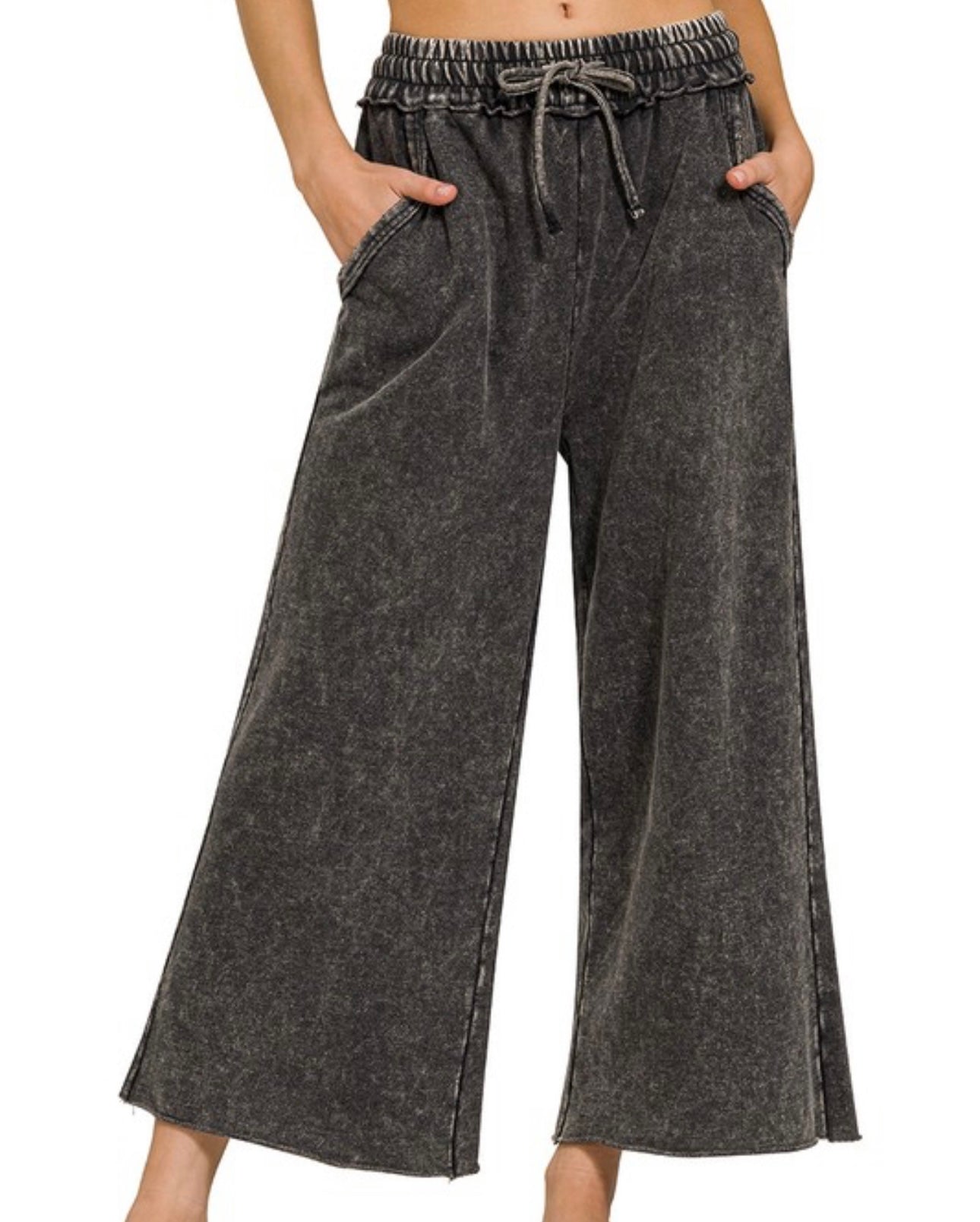 Washed French Terry Palazzo Pants