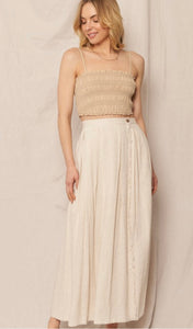 Linen Overlap Midi Skirt