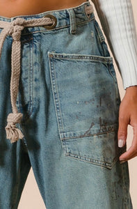 Barrel Jean Pants with Painted Drips