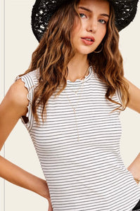 Striped Ruffle Tee Top
