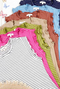 Striped Ruffle Tee Top