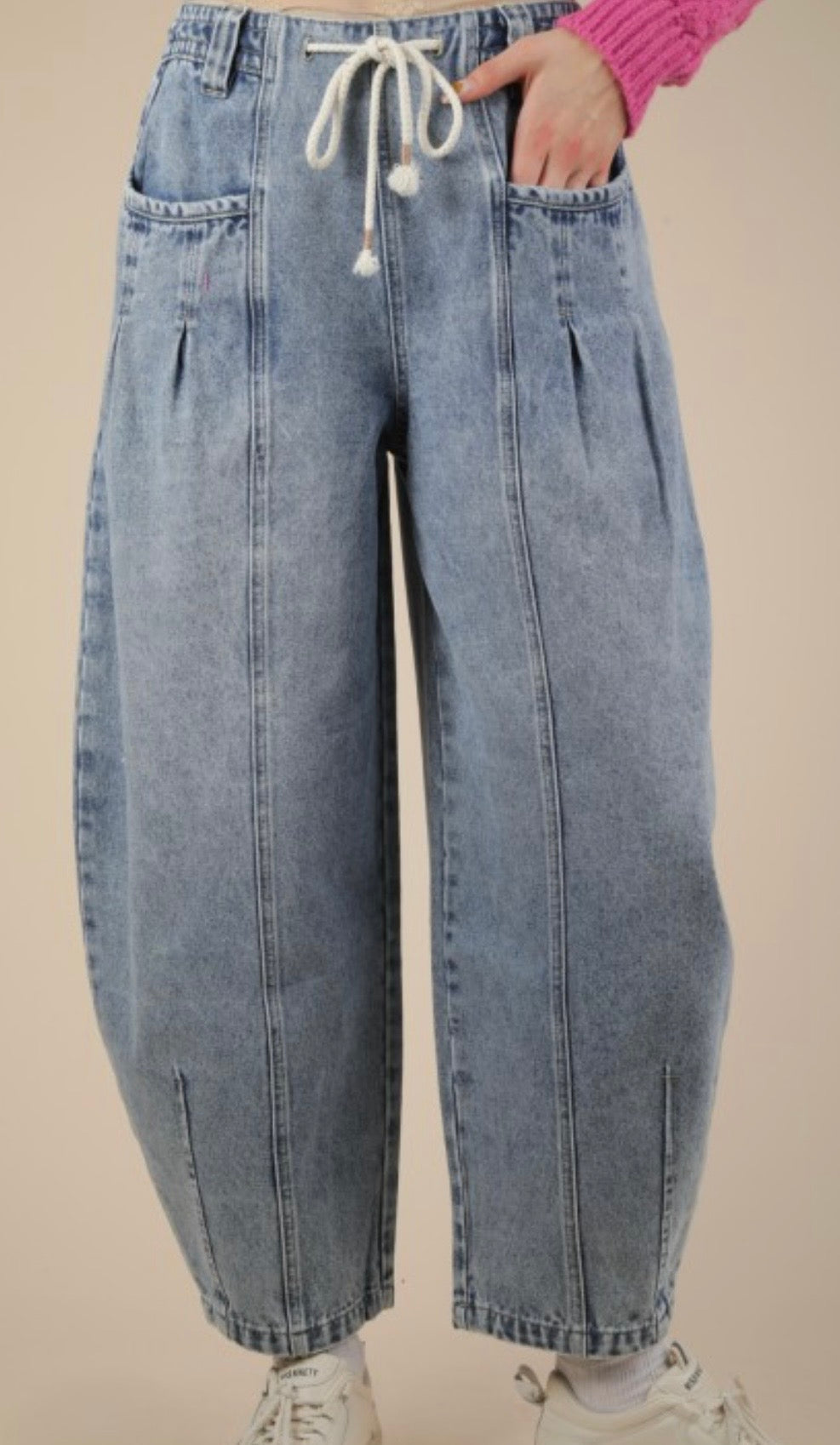 Jean Washed Barrel Leg Pants