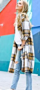 Ava Mae Long Plaid Shirt-Coat