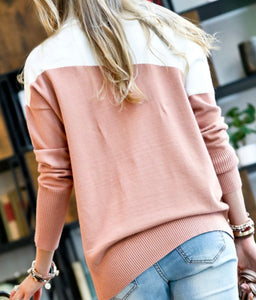 Ivory/Dusty Pink Knitted Sweater