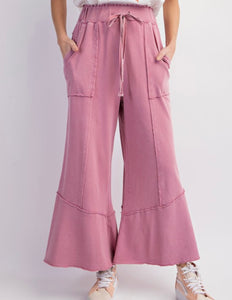 Rose Mineral Washed French Terry Palazzo Pants