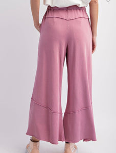 Rose Mineral Washed French Terry Palazzo Pants