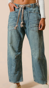 Barrel Jean Pants with Painted Drips