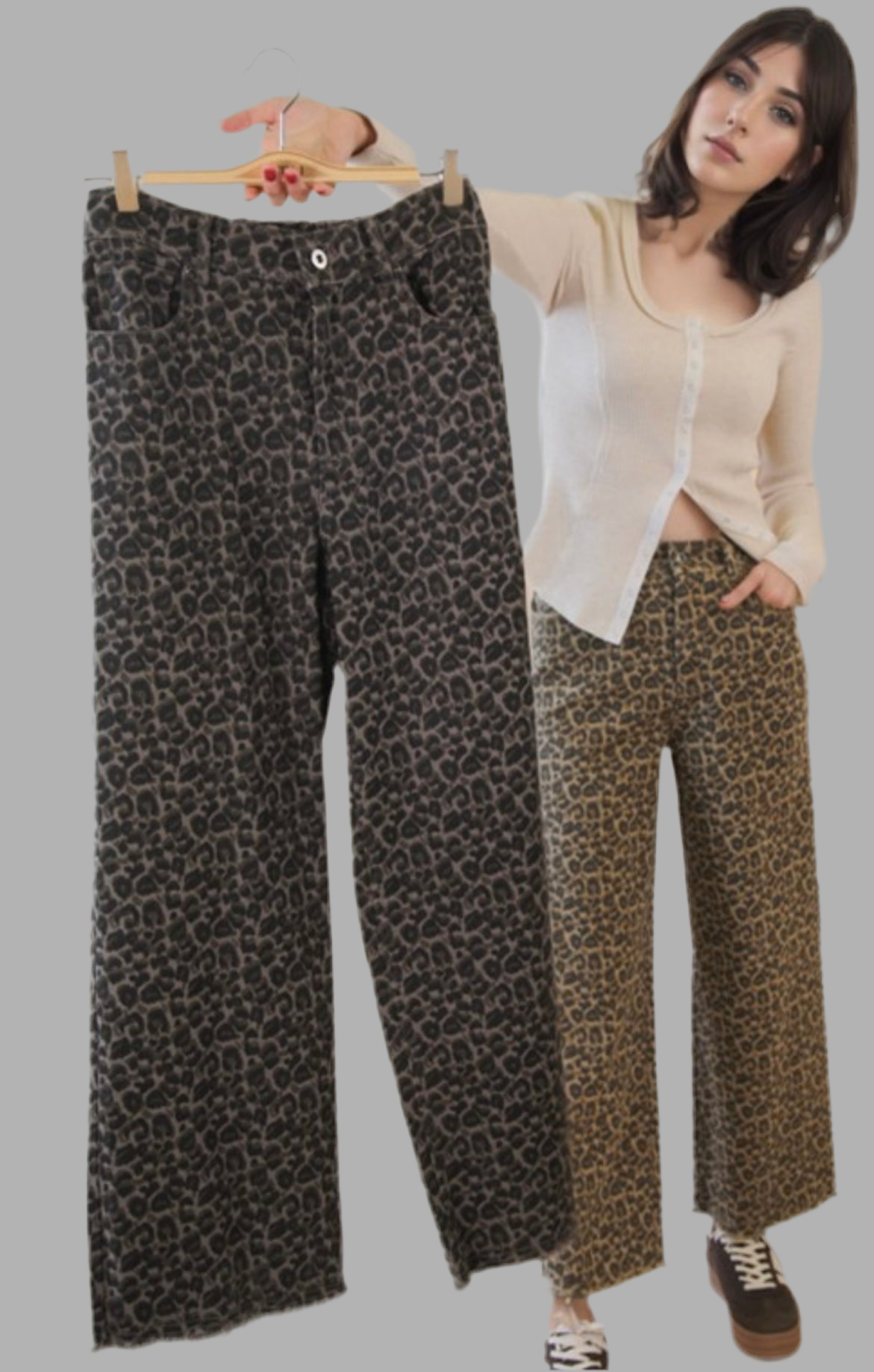 Leopard Print Straight Leg Pants