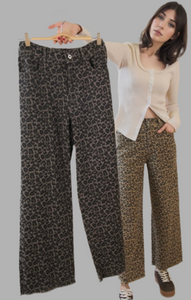 Leopard Print Straight Leg Pants
