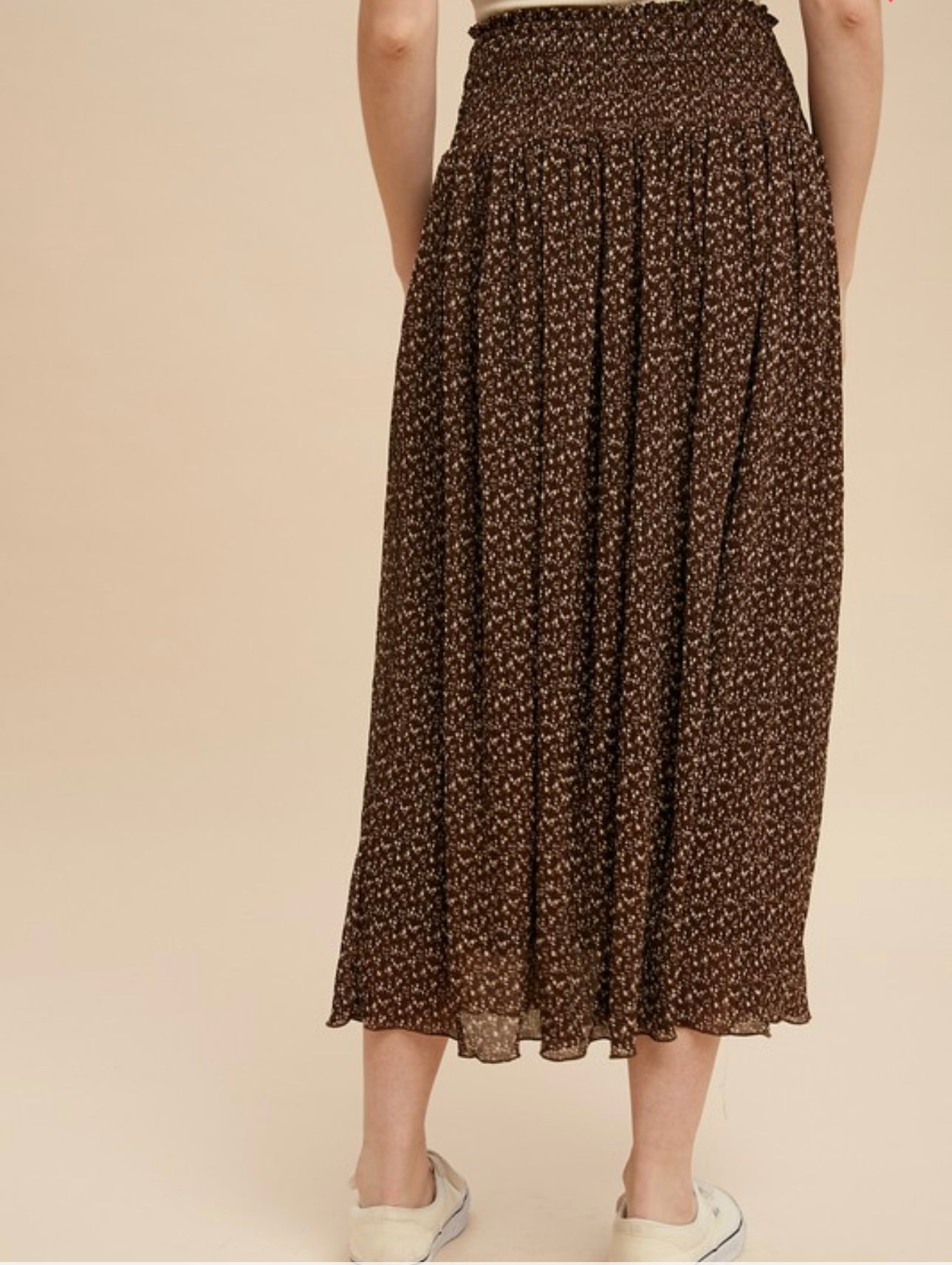 Brown MIDI Floral Skirt