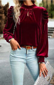 Merry & Bright Velvet  Holiday Blouse