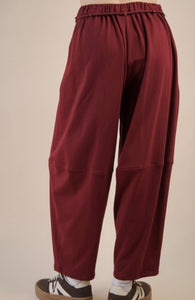 Burgundy Terry Barrel Pants