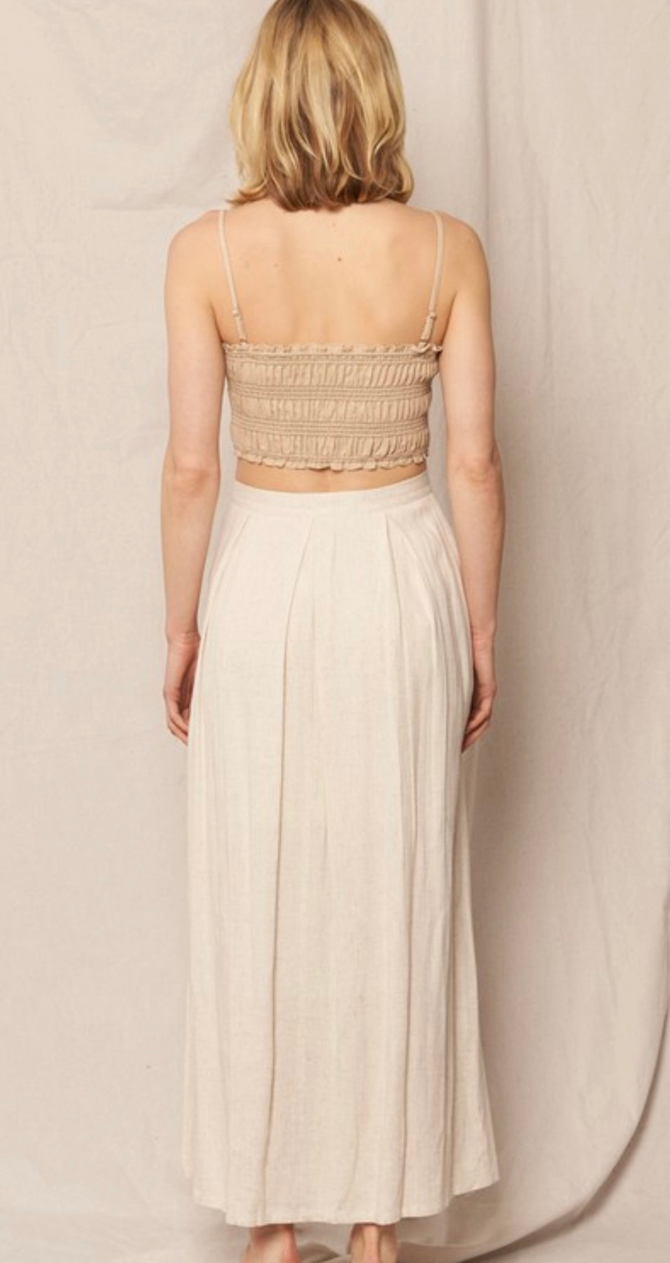 Linen Overlap Midi Skirt