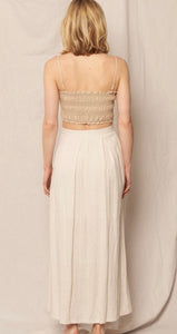 Linen Overlap Midi Skirt