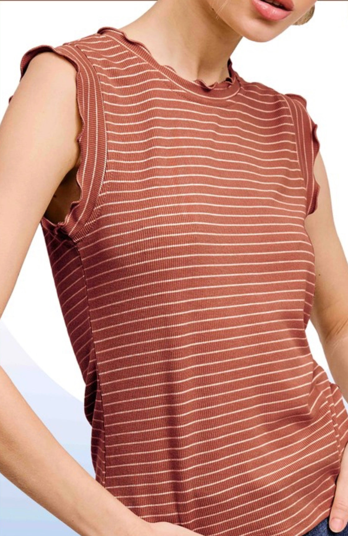 Striped Ruffle Tee Top