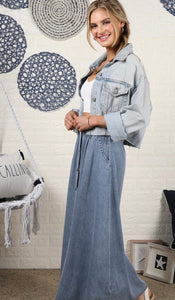 Light Jean Colored Button Skirt Plus-Plus