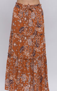 Boho Paisley Tiered Maxi Skirt