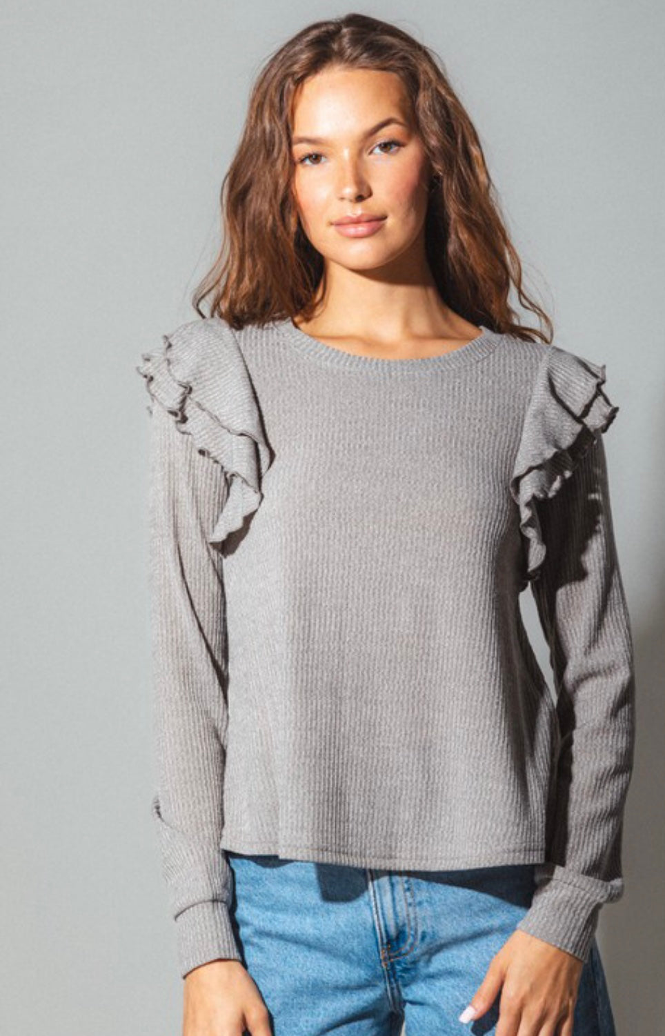 Heather Grey Solid Knit Top